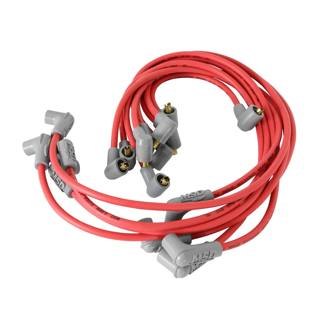 31659 – MSD CO. Spark Plug Wire Set, Pre Assembled Red 8-1/2 Millimeter Silicone and Synthetic Helically Wound Copper...